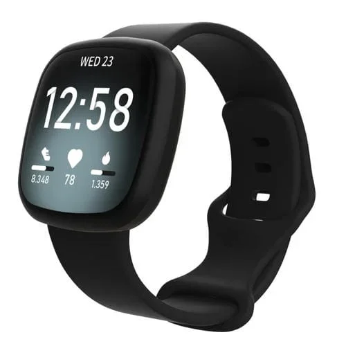 Silicone Watch Band para Fitbit Versa 3 y Sense tamaño S (Negro)
