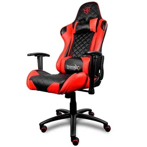 Silla gamer pro thunderx3 tgc12br color negro/rojo asiento reclinable reposa brazos ajustables acabado en piel base hidraulica 150kg