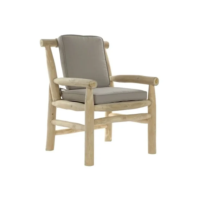 Sillón de jardín dkd home decor natural gris claro teca 65 x 80 x 92 cm