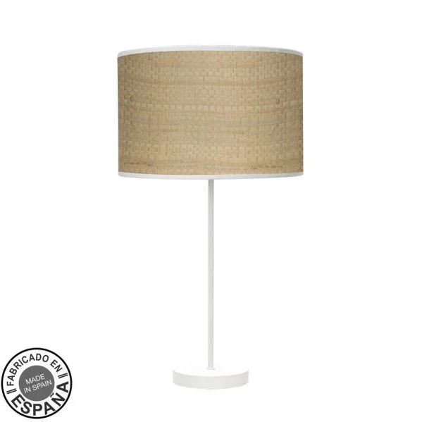 Sobremesa alto moda 1xe27 blanco/cañizo claro 63x30x30 cm