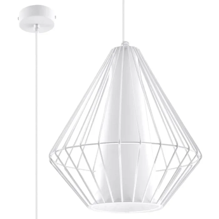 Sollux Iluminación Lámpara Geométrica Para Casa Oficina Iluminación Creativa Minimalista Decoración Sin Bombillas Fabricada en Acero Lámpara colgante Demi Blanco Talla 28x28x130