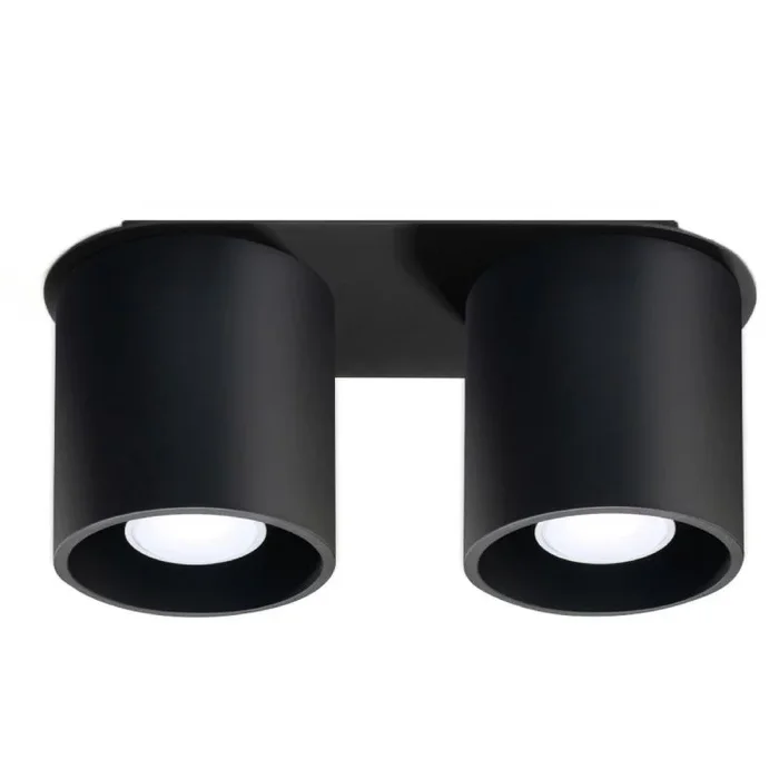 SOLLUX lighting Orbis Downlight Lámpara De Techo | Diseño Moderno Con Pantallas Cilíndricas | Hecho De Aluminio Con 2 Bombillas GU10 Reemplazables | Negro, 26 x 10 x 12 cm