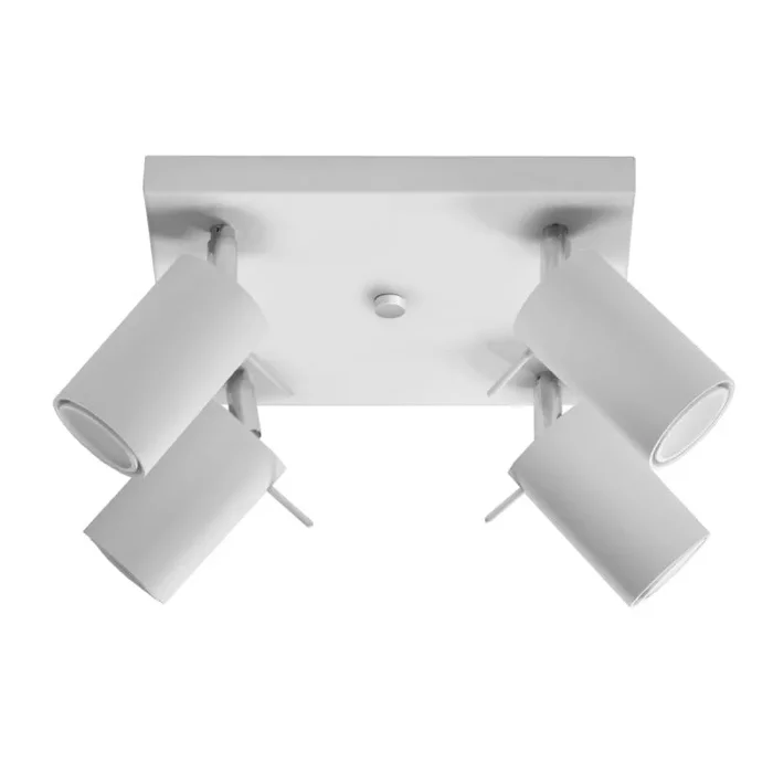 SOLLUX lighting Ring 4 Lámpara De Techo | Diseño Minimalista Y Moderno, Brazo Ajustable Y Dirección De La Luz | Bombilla GU10 Reemplazable, 4 x 40 W | Acero, Blanco, 25 x 25 x 16 cm