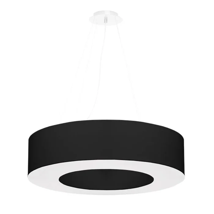 SOLLUX lighting Saturno 70 Lámpara de techo decorativa alimentada por bombillas E27 reemplazables 6 x 60W Fabricada en Tejido de Acero y PVC 70 x 70 x 112 cm Negro
