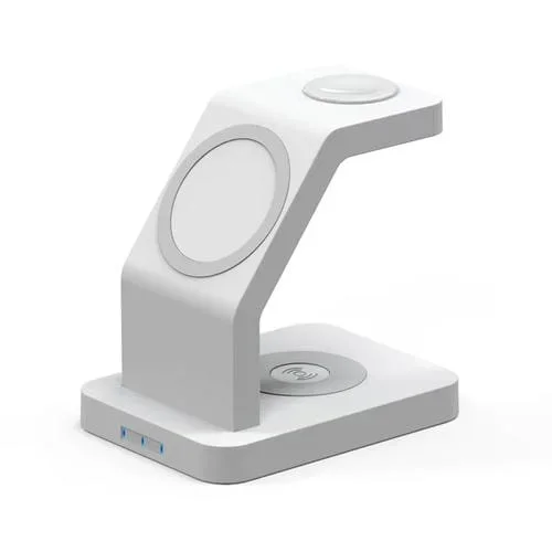 Soporte de cargador inalámbrico St6 3 en 1 multifunción para iPhone, iWatch y AirPods (White)