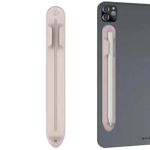 Soporte magnético Ahastyle Pt112 para Apple Pencil 1/2 ranura almacenamiento silicona (Rosa)