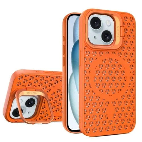 Soporte para Lente de Enfriamiento Hueco Magsafe Estuche Magnético para Teléfono TPU iPhone 15 Plus (Naranja)