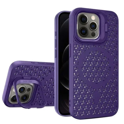 Soporte para Lente de Enfriamiento Magsafe para iPhone 12 Pro Estuche Magnético de TPU (Púrpura)