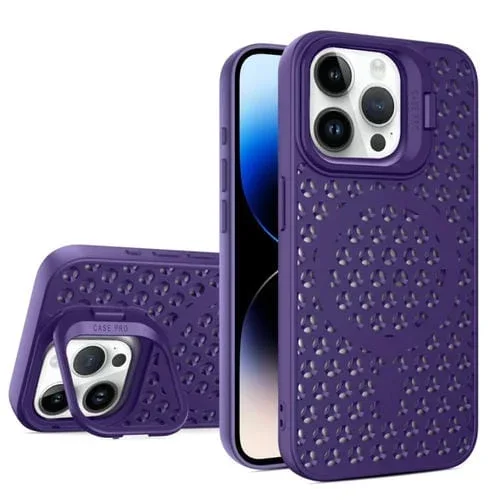 Soporte para Lente de Enfriamiento para iPhone 14 Pro Estuche Magnético TPU (Púrpura)
