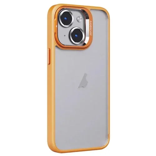 Soporte para Lente Invisible PC + Estuche para Teléfono Esmerilado TPU para iPhone 14 (Naranja)