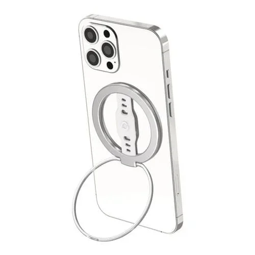 Soporte para Teléfono Celular Lipusen Lps-201U con Clip Manual de Silicona y Cargador Inalámbrico Magnético (Plateado)