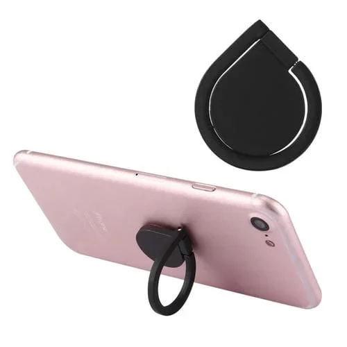 Soporte para Teléfono Gotas con Anillo Rotación Universal 360 Grados (Negro)