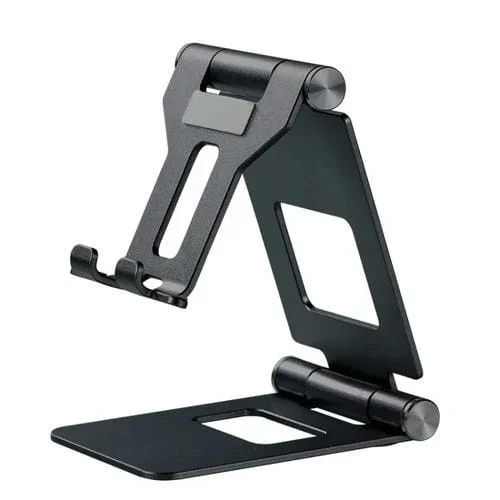Soporte para Teléfono Móvil Doble Aleación de Aluminio Z10A Plegable para Tableta (Negro)