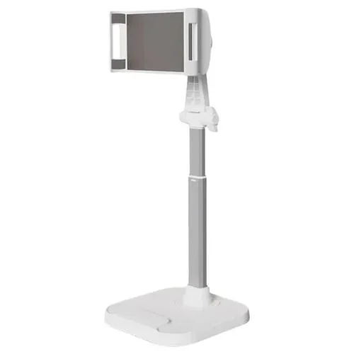 Soporte Retráctil para Escritorio Giratorio con Peso para Teléfono y Tableta (Blanco)