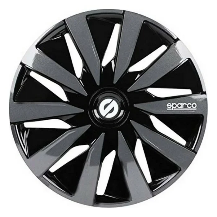 Sparco SPC1491BKGR Tapacubos Lazio, Negro/Gris, Set de 4, 14 pulgadas