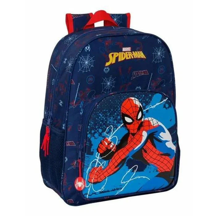 SPIDERMAN NEON – Mochila Escolar Niño, Mochila Niño, Mochila Infantil, Adaptable a Carro, Ideal para Niños en Edad Escolar, Cómoda y Versátil, Calidad y Resistencia, 33x14x42 cm, Color Azul Marino