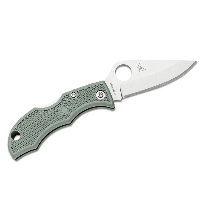 Spyderco STE-LFGP3 Navaja llavero Ladybug 3 Foliage Green de hoja lisa en acero VG-10 y acabado satinado de 4.9 cm de largo y mango FRN de color verde follaje. Incluye agujero para llavero