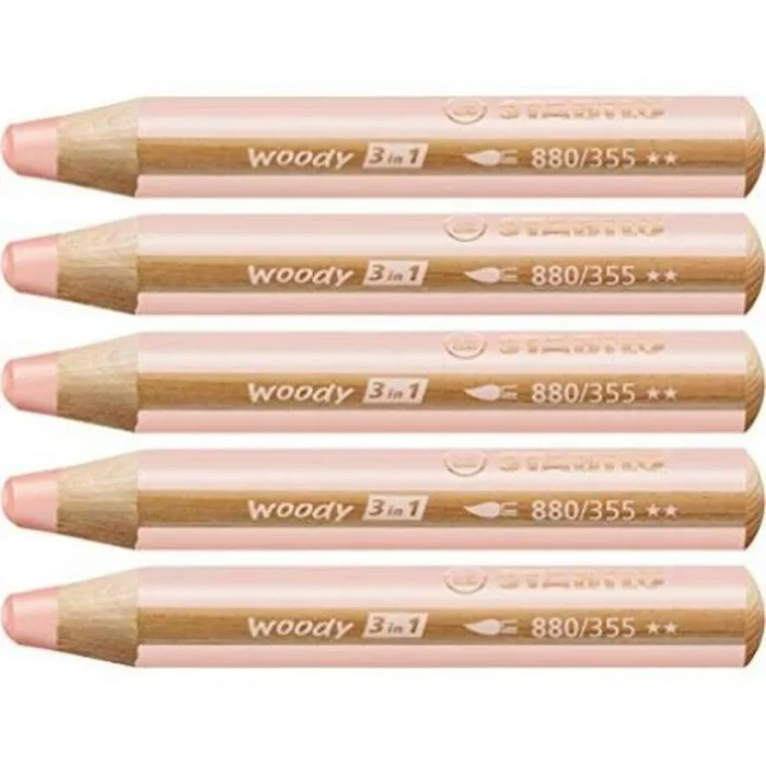 STABILO Lot de 3 crayons aux talents multiples woody 3 in 1, rond, argent