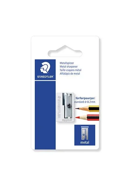 Staedtler 510 10 sacapuntas metalico con cuchilla de metal – angulo de afilado de 23° – 1 agujero