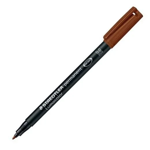 Staedtler Lumocolor 317-7. Rotuladores de punta fina de color marrón. Caja con 10 unidades.