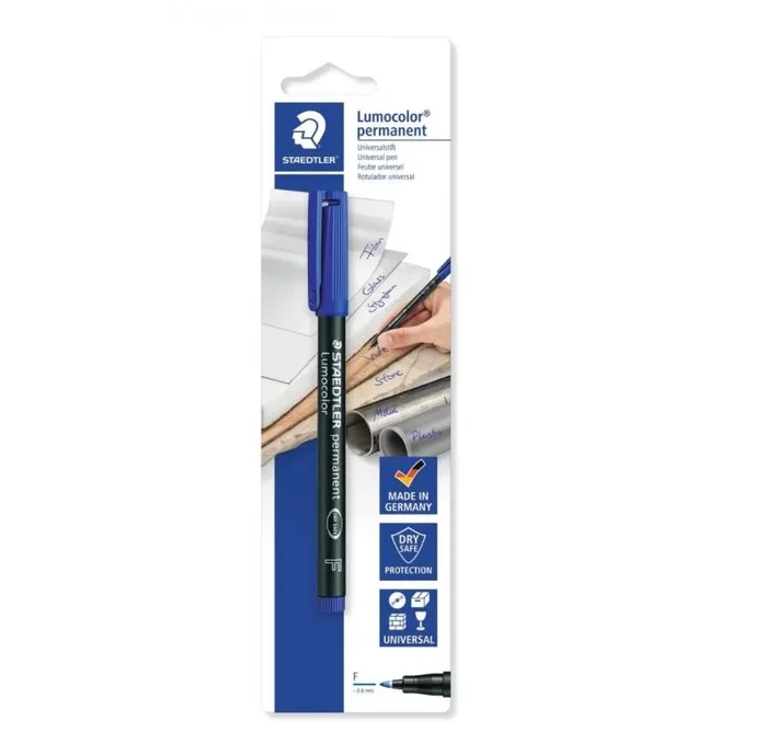Staedtler lumocolor 318 rotulador permanente – trazo de 0.6mm aprox – secado rapido – color azul