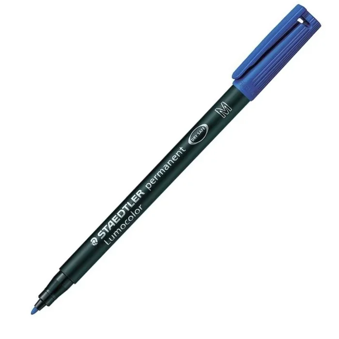 STAEDTLER Lumocolor, Rotuladores permanentes de punta media de color azul, Caja con 10 unidades, M permanent 317