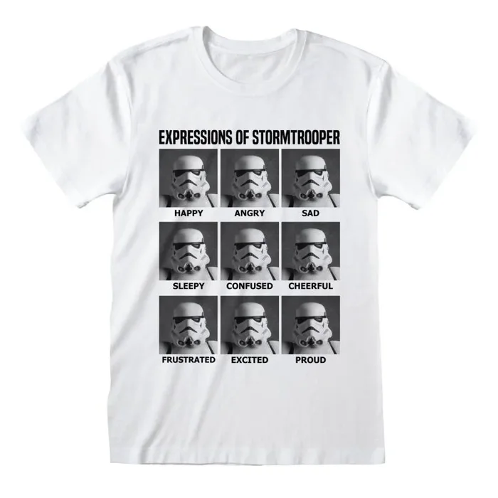Star wars – expressions of stormtrooper (unisex white t-shirt) ex large