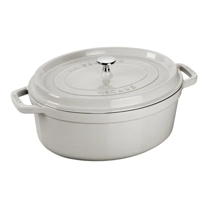 STAUB – Cazuela de trufa blanca de hierro fundido con picos ovalados de 29 cm