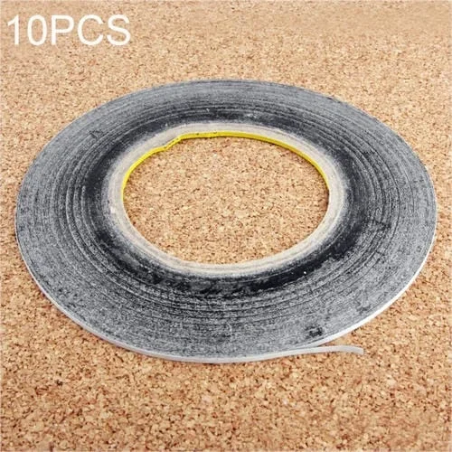 Sticker Tape 3M 2mm Doble Cara Reparación Panel Táctil Teléfono 50m (Negro) (10 Unidades)