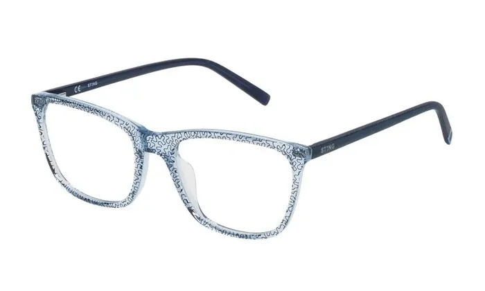 STING VST021520AT5 Gafas, Shiny Blue Top W/Fantasy, 52/18/140 Unisex Adulto