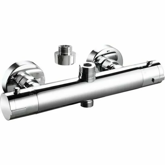 Style moderne Mécaniqme : cartouche thermostatique + tete céramique Poignée : ABS S curit anti-br-lure Inverseur int gr Corps : laiton Entraxe : 150 mm Raccordement : F3/4 – M3/4,possible en F1/2 – M3/4 grâce au raccord universel fourni Adapt a toute prod