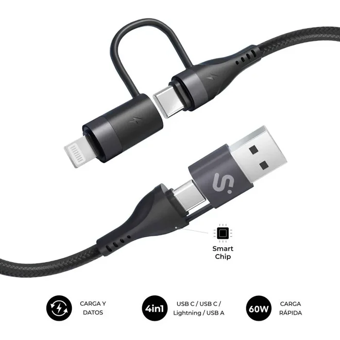 SUBBLIM CABLE TOP 4IN1 60W C-C-L-A 1.2M