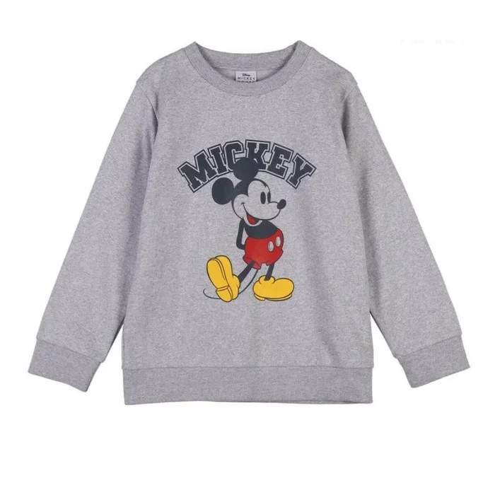 Sudadera Infantil de Mickey Mouse – Color Gris – Talla 10 Años – Elaborado con 65% Algodón de 240 gsm y 35% Poliéster – Estampado de Mickey Mouse – Producto Original Diseñado en España