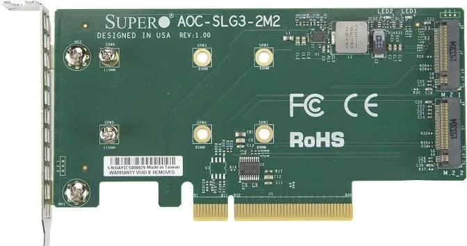 Supermicro AOC-SLG3-2M2 tarjeta y adaptador de interfaz Interno M.2