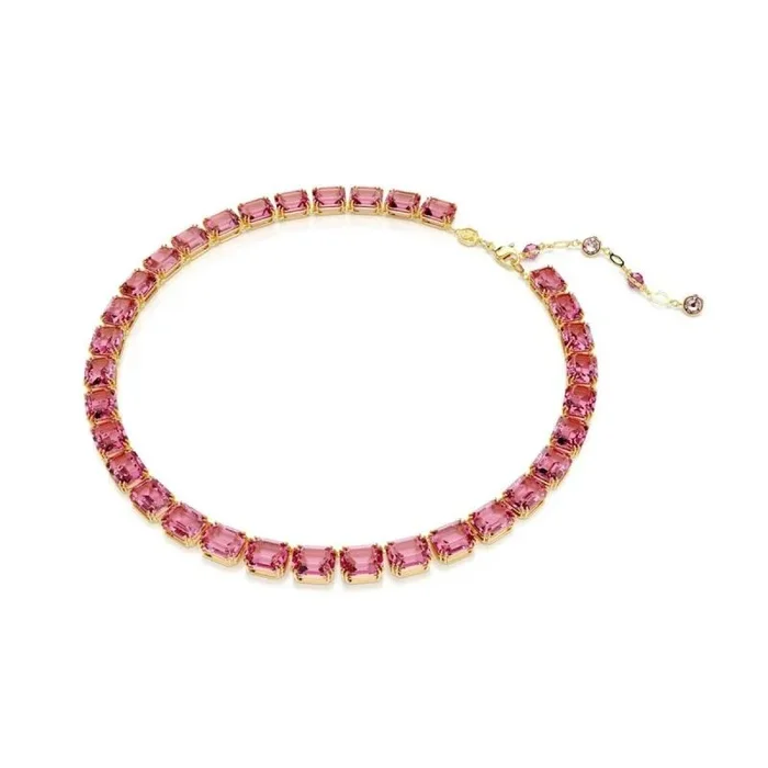 Swarovski Collar Millenia, Talla octogonal, Rosa, Baño tono oro