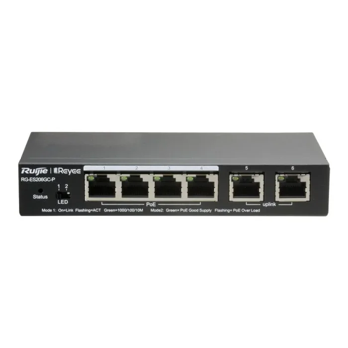 Switch Poe Gigabit 4p + 2 Uplink Reyee Rg-es206gc-p
