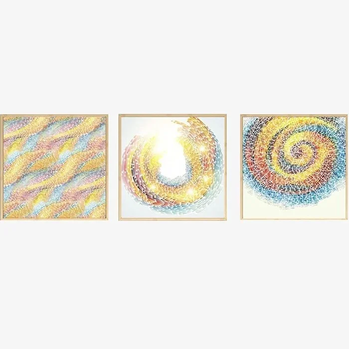 SXXRZA Impresión de Imagen 3 Piezas de 80×80 cm Carteles de Arte Moderno sin Marco e impresión de Arte de Pared Abstracto Colorido Espiral Sala de Estar decoración del hogar imágenes