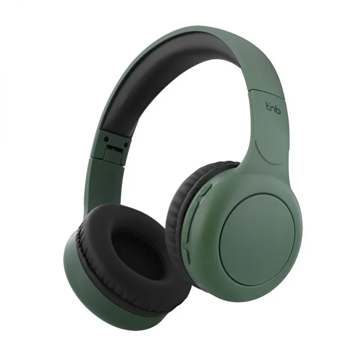 T’nB – Auriculares Bluetooth inalámbricos, Supra-Auricular cómodos, almohadillas de espuma, micrófono incorporado, aro ajustable, autonomía 24 horas, ligero y plegable, color verde
