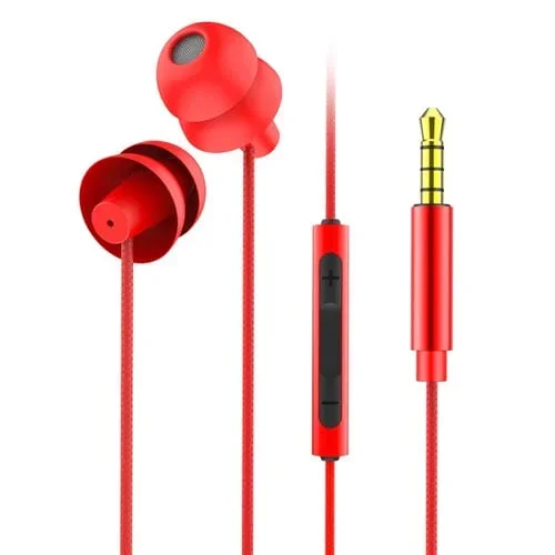 Tapón de Control En3900 3,5 Mm Con Micrófono Conectado en el Oído (Rojo)