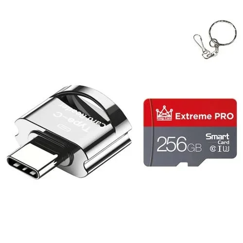 Tarjeta de Memoria C10 Type-C para Teléfono Móvil, 256 Gb (Silver Grey)