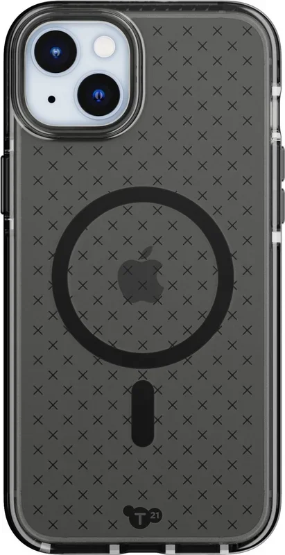 tech21 Funda EVO Check para iPhone 15 Plus, Compatible con MagSafe, Funda básica, TPU and Biodegradable, Smokey/Negro, 15x Militar protección contra caídas: 4,9m