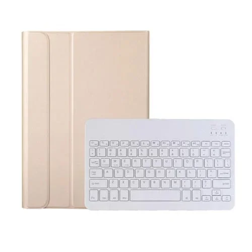 Teclado Bluetooth Desmontable 2 en 1 + Funda TPU Piel de Cordero para Lenovo Qitian K10 Tb-X6C6X (Oro)