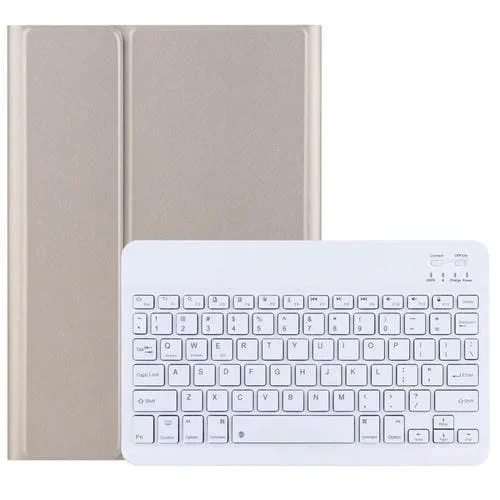 Teclado Bluetooth Extraíble + Funda Cuero con Soporte para Lenovo Tab M10 Tb-X505X (Oro)