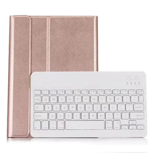 Teclado Bluetooth + Funda de Cuero con Tapa Horizontal y Soporte para iPad Pro 9,7, iPad Air, iPad Air 2, iPad 9,7 (2017) (Oro Rosa)