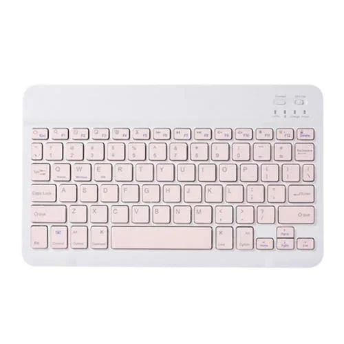 Teclado Bluetooth portátil universal para teléfonos y tabletas 7 pulgadas (Rosa)