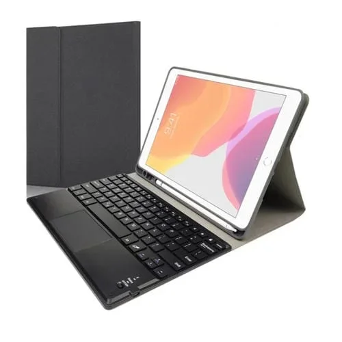 Teclado Bluetooth Rk102C Magnético Desmontable Panel Táctil + Funda TPU para iPad 10.2 (Negro)