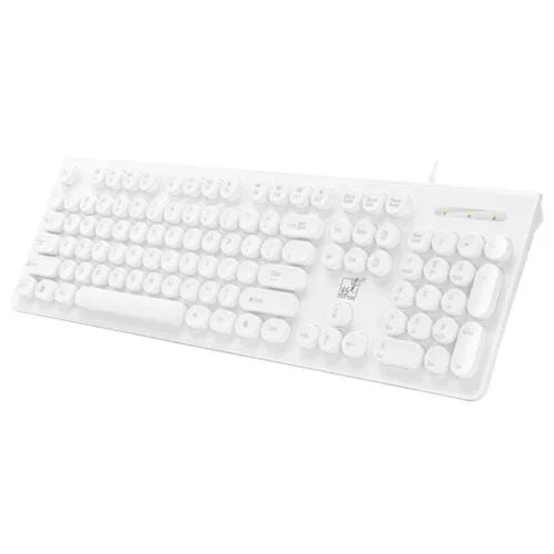 Teclado de Computadora Zgb S500 Tecla Redonda USB con Cable (Blanco)