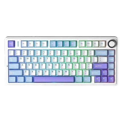 Teclado Mecánico Aula F75 80 Teclas con Cable 2,4G Bluetooth RGB Personalizado (Blanco, Azul, Morado)