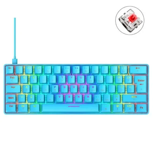 Teclado Mecánico Cableado Ziyou Lang T60 62 Teclas RGB Luminoso con Cable de 1.5M (Eje Rojo Azul)