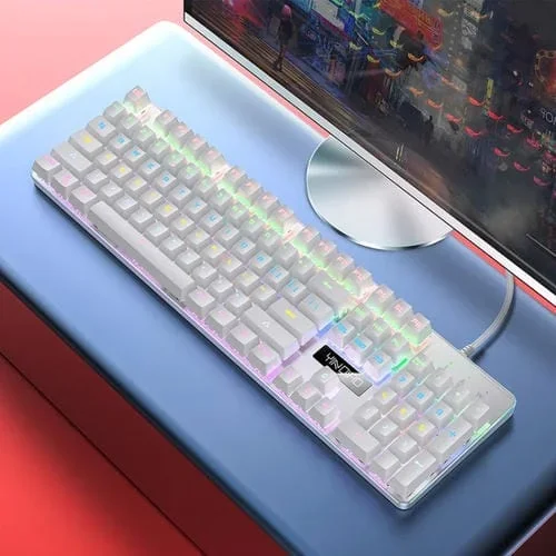 Teclado Mecánico Yindiao Zk-3 USB con Cable Eje Azul (Blanco)